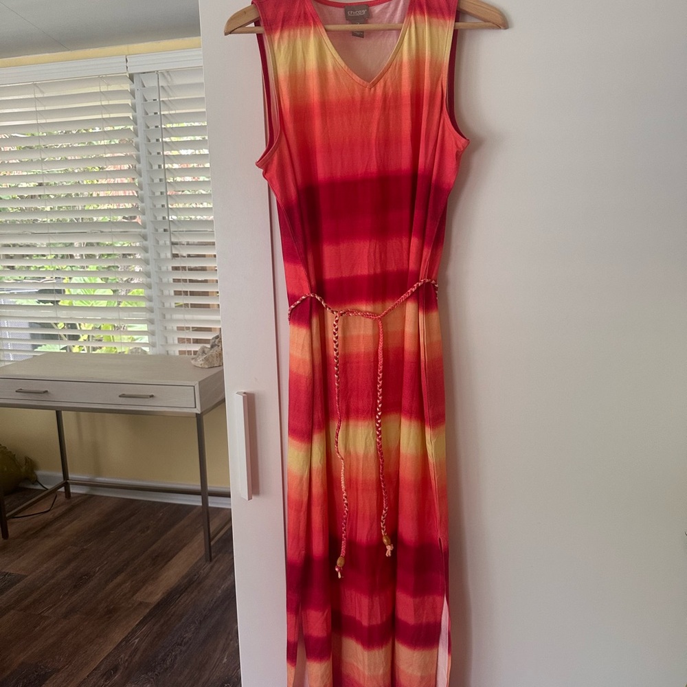 Chico’s ombré Maxi Dress with Waist Tie
